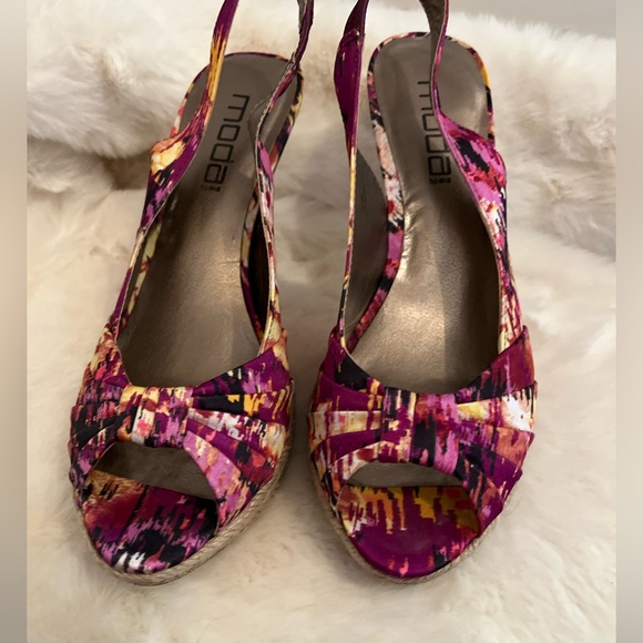 MODA Slingback Peep-Toe Heels - Multi-Color - Size 8.5 - Picture 5 of 13